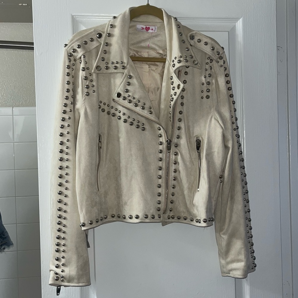 Studded Faux Suede Jacket